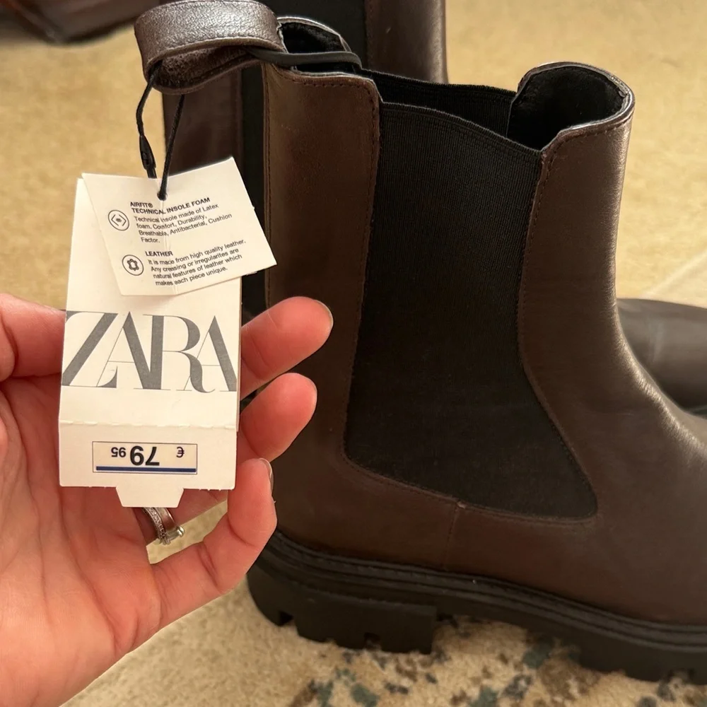Zara Dark Brown Combat Boots - Picture 2 of 5